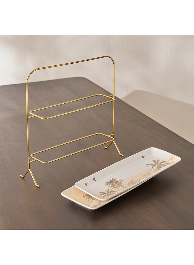 Home Box حامل كعكة مستطيل ذو طبقتين من سحرا - Image 3